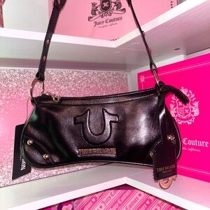 🖤True Religion Shiny Black leather Shoulder Bag